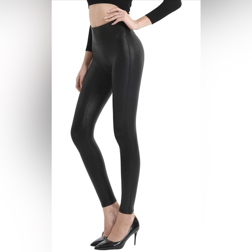 Retro Gong Womens Faux Leather Leggings Stretch High Waisted Pleather Pants M